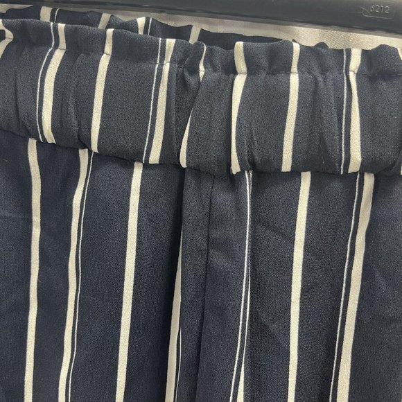 H&M Women Dress Pants Size 2 Blue Stripe Wide Leg High Rise Crop Paperbag - Picture 12 of 15